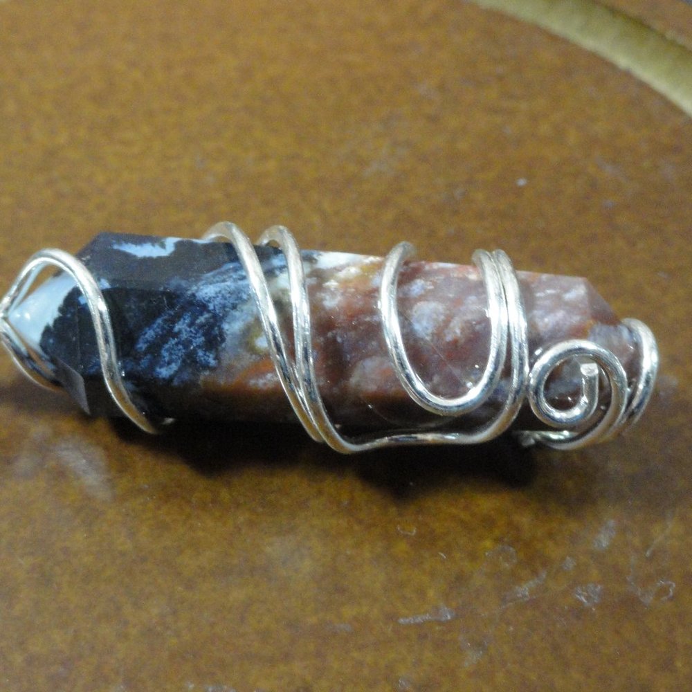 Sardonyx Multi color gemstone Wire wrapped Silver pendant~Reiki~Wiccan~H…
